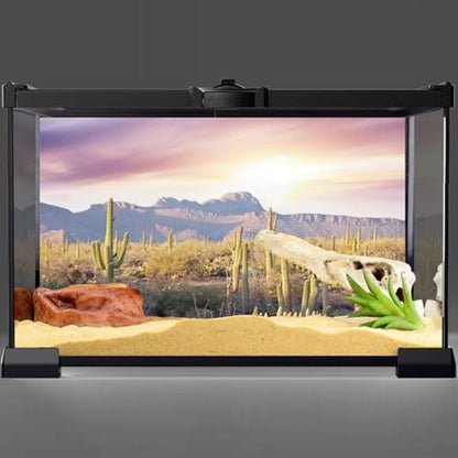 AWERT Reptile Habitat Background Blue Sky Oasis Mountain Cactus Sun and Desert Terrarium Background 36x18 inches - size: 36x18in/90x45cm