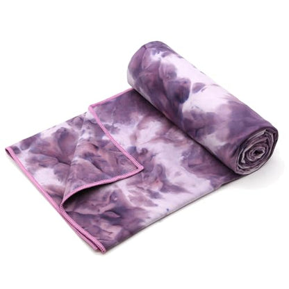Eunzel Hot Yoga Mat Towel, Ultra-Absorbent Microfiber 72" x 26.5" | Ultra Absorbent Microfiber, Soft Touch Fabric, Quick Dry, Hot Yoga & Pilates, Machine Washable - color: Z-indigo& Lavender (2 Pack )