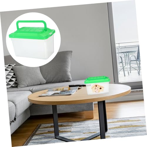 SUPVOX 2pcs Portable Reptile Carrier Handheld Transparent Fish Tank Secure Lid for Bearded Dragons Turtles and Small Pets for Travel and Breeding