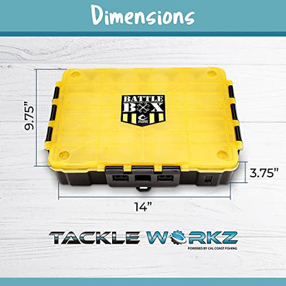 Cal Coast Fishing Battle Box Terminal Tackle Box - Fishing Organizer Box with Dividers, Dry Box Fishing Gear and Equipment - Fishing Lure Plastic Storage Box, Waterproof Containers, Bass Fishing Gear