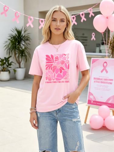 Breast Cancer Shirts for Women Pink Ribbon Boxing Gloves Graphic Tops Breast Cancer Awareness Tshirts Fighter Tees - color: Pink2, size: X-Large