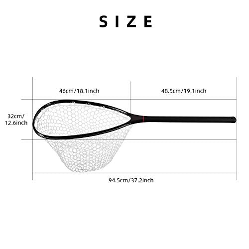 SF Fly Fishing Landing Net Soft Rubber Mesh Trout Net Catch and Release Net - style: Carbon Fiber Long Handle