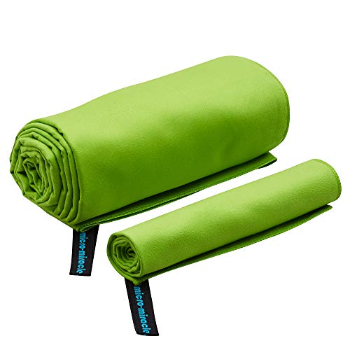 XL 여행용 타월 - 2in1 대형 빠른 건조 엑스트라 소프트 극세사, 13가지 색상, 체육관, 수영 연습, 여행, 배낭여행, 캠핑, RV, 해변, 비상 가방, 기숙사, 작은 집, 밴 또는 캠핑카용 경량 - color: 초록색.