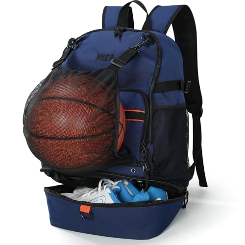 MIER Basketball Backpack Bags Sports Gym Backpacks with Shoe Compartment and Ball Holder for Adult Men Large Soccer Bag