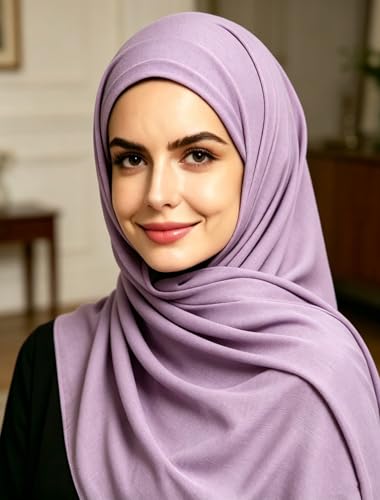 Lina & Lily Non-see-through Premium Jersey Maxi Hijab Head Scarf Wrap for Muslim Women - color: Lilac