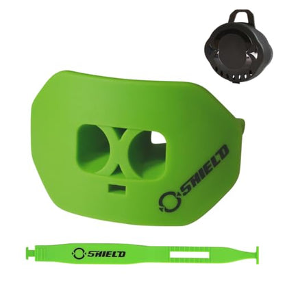 O Shield Core Football Mouth Guard, Detachable Strap | Football Mouth Guard with Detachable Strap — No-Boil Ready Fit, BPA-Free, Brace-Friendly, Includes Carrying Case - color: Slime Green