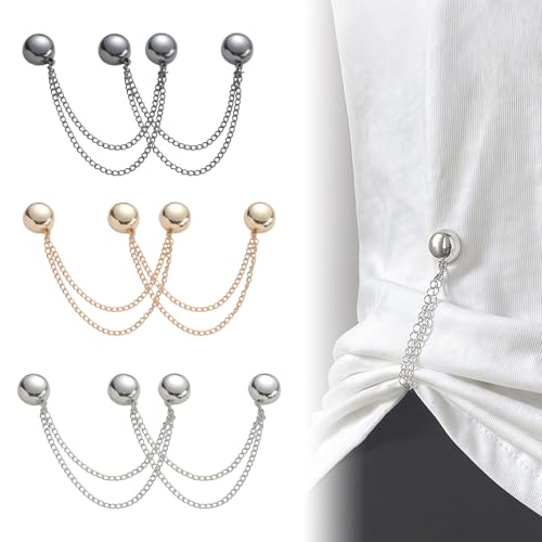 Magnetic Clothing Clips,Magnet Clothing Pins with Chain, Multi-Function Hijab Magnets Button for Women,Magnetic Shirt Clips - style: 6 PCS