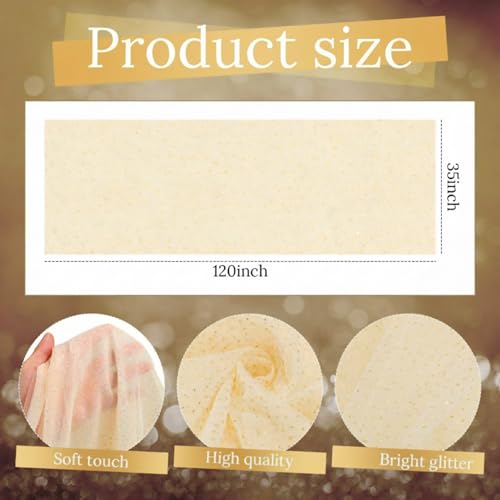 1pc Fall/Halloween Table Runner 10 ft Gold Metallic Foil Sheer - color: White