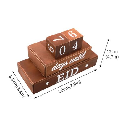 4 Pcs Ramadan Calendar Block Set, Ramadan Advent Countdown, Eid Calendar Countdown Calendar, Wooden Ornament Block Calendar of Islamic Months