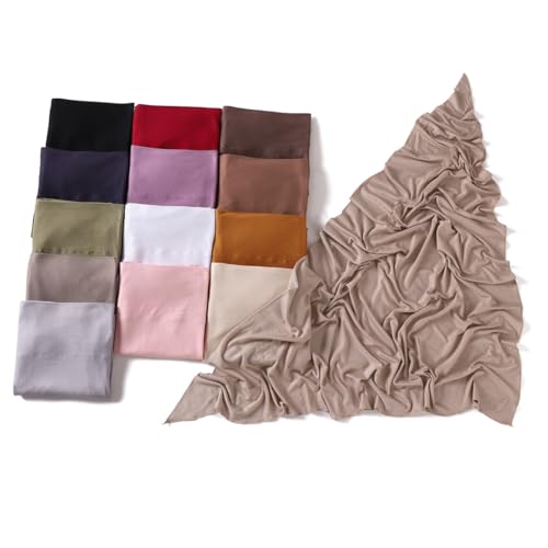 Soft Modal Lightweight Triangle Scarf Shawls Hijab for Muslim Ramadan Women Turban Headwrap Scarves - color: Black
