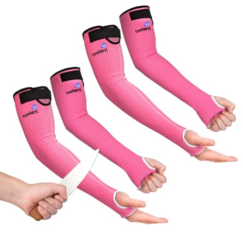 OriStout Cut Resistant Farmer Sleeves with Tumb Hole, Pink, 2 Pairs - color: Pink (2 Pairs) - Long, size: One Size