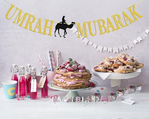 Umrah Mubarak Banner, Happy Eid Decorations Banner, Eid Festival Muslim Islam Party Decoration Supplies, 2023 Hajj Mubarak Umrah Mubarak Islamic Party Decoration Supplies…