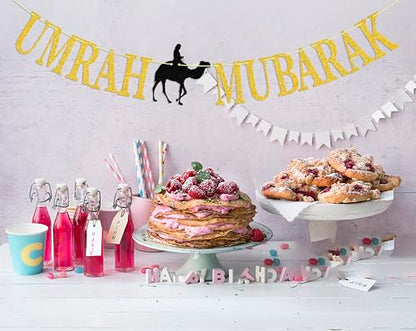 Umrah Mubarak Banner, Happy Eid Decorations Banner, Eid Festival Muslim Islam Party Decoration Supplies, 2023 Hajj Mubarak Umrah Mubarak Islamic Party Decoration Supplies…