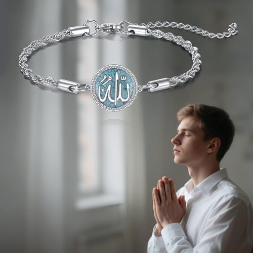 Allah Bracelet S925 Sterling Silver Religious Muslim Bracelet Charm Islamic Jewelry Gifts for Men Women