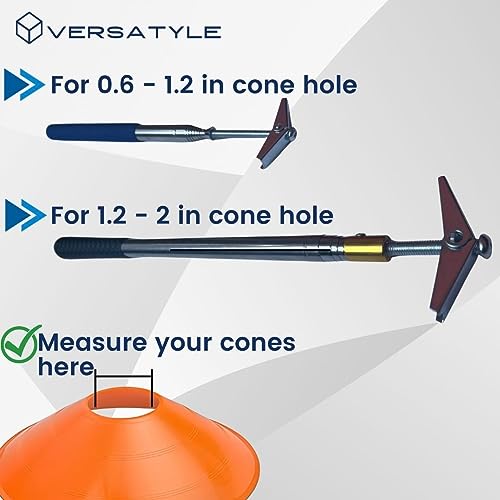 Versatyle Agility Training Cones Set with Retractable Cone Pickup Stick, 12 Green 2in Cones and 40in Cone Picker for Sports, Soccer, Football, Basketball, Motorcycle and Traffic Training