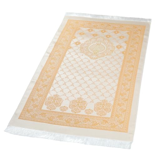 Prayer Rug Muslim Prayer Mat for Kids Men Women - Soft Thin Prayer Carpet Mats Islam for Eid Travel Ramadan, Mubarak Islamic Gifts (Champagne) - color: Champagne