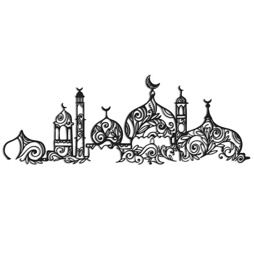 Slickss Islamic Architecture Wall Art, Mosque Decor | Islamic architectural design with mosque motifs; arabic calligraphy; living room, prayer room; 6.3x17.3in; Ramadan, Eid gift