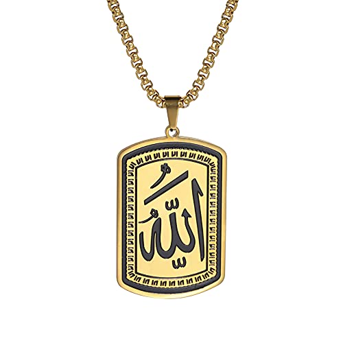 VASSAGO Allah Necklace for Women Men Stainless Steel Islamic Muslim Pendant Islam Religious Charm Jewelry Gift - color: Gold Allah Necklace