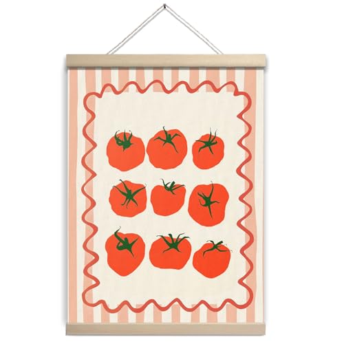 UTELKA Retro Tomato Decor Kitchen Wall Art, Retro Food Art Mediterranean Heirloom Poster, Red Tomato Decor Eclectid Kitchen Art，Trendy Vegetable Poster Spring Vinatge Tomatoes Decoration 12x16 - color: Retro Orange Tomato