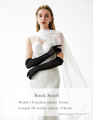 Bridal Chiffon Neck Scarf Wedding Bride to be Shawl and Wraps for Women Evening Dresses 90 Inch 118 Inch - color: Dusty Pink, size: 90 Inches