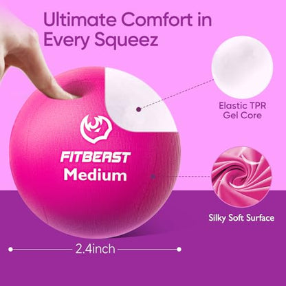 FitBeast Grip Strength Trainer – 6 Pieces Hand Therapy Kit with Finger Extension Exerciser & Stress Balls for Adults, Rehab & Strength Training – for Men, Women, and Seniors - color: 6-Piece Bright Tones