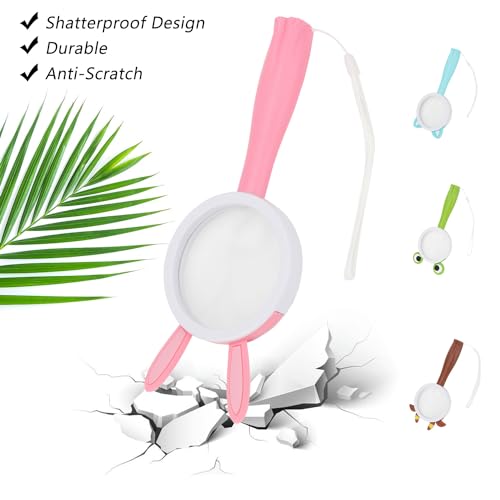 Rongon 10X Kids Magnifying Glass Handheld Magnifier for Child (4Pcs) | Animal shape magnifier student exploring nature, scientific experiment Observing insect animal plant leaves explore reading - color: 4ppcs