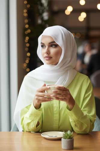 Instant Chiffon Hijab, Ready to wear hijab, modal wrap, Abaya, modern Instant Scarf, Soft breathable scarf - color: White S2