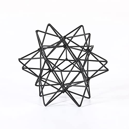 Metal Table Top Decor, 3D Metal Geometric Sculpture, Abstract Sculpture for Home Decor, Table Decorations for Home, Decorative Sphere Art Decor for Living Room, Office, Bedroom - color: Black