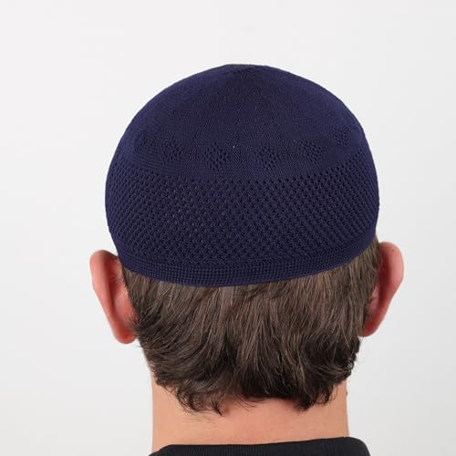 Muslim Kufi Hats for Men, Velvet Crochet Islamic Prayer Cap, Stretchable, Breathable Knit Skull Beanie,Standard Size - color: Zumrut - Mix 1
