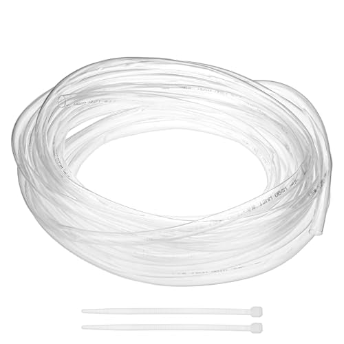 M METERXITY Vinyl Tubing 1/2" ID x 14mm OD 50ft Flexible Plastic Tube with 2 Hose Ties, Lightweight Hybrid PVC Hose for Water Gardening/Airline/Aquarium Tubing [Clear] - size: 1/2" ID x 50ft