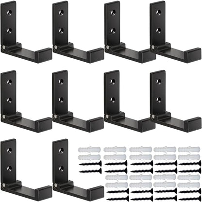 ZEYU Folding Coat Hooks, 10Pcs Wall Hooks for Hanging Coat Towel Hooks Hardware Heavy Duty Aluminum Alloy Headphone Holder Hooks No Rust Wall Mounted with Screws for Bags Fitness Equipment - color: 10Pcs-Black