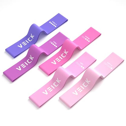VEICK Resistance Loop Bands Set of 5, Exercise Bands with 5 Resistance Levels, Stackable Workout Bands for Strength Training, Pilates, Fitness Gear for Men Women Home Gym Office Travel - color: Purple