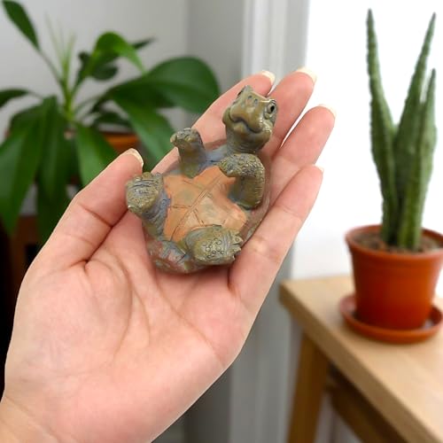 Mini Turtle Pot Hugger 3''x2'', Resin Flower Pot Decorations, Hanging Plant Tortoise Hanger Figurines, Potted Bonsai Planter, Home and Outdoor Statue and Decor for Garden, Aquariums, Patio Lawn