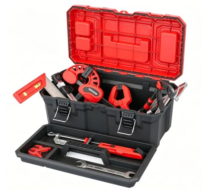 Tools Box, Deep Lockable Toolbox, 18.7 * 9.9 * 9.3" Durable Tool Boxes Storage, with Removable Inner Tray