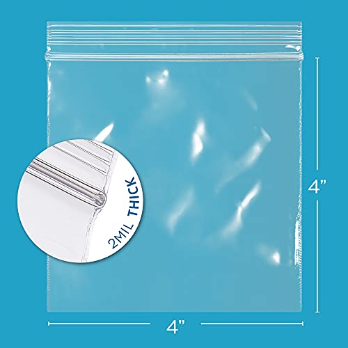 Clear Plastic Reclosable Zip Bags - Bulk GPI Case of 1000 4" x 4" 2 mil Thick Strong & Durable Poly Baggies With Resealable Zip Top Lock For Travel, Storage, Packaging & Shipping. - size: 4" x 4"