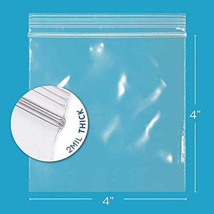 Clear Plastic Reclosable Zip Bags - Bulk GPI Case of 1000 4" x 4" 2 mil Thick Strong & Durable Poly Baggies With Resealable Zip Top Lock For Travel, Storage, Packaging & Shipping. - size: 4" x 4"