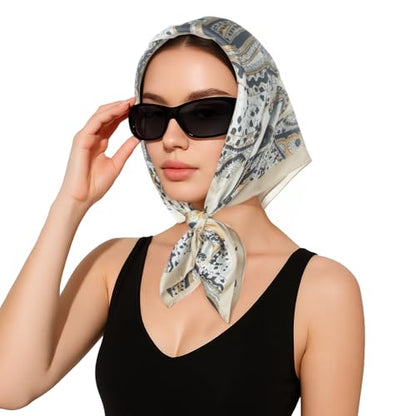 RIIQIICHY Women Head Hair Scarf Like Satin Silk Scarf Sleeping Hair Wrapping Night 27.5" - color: C012