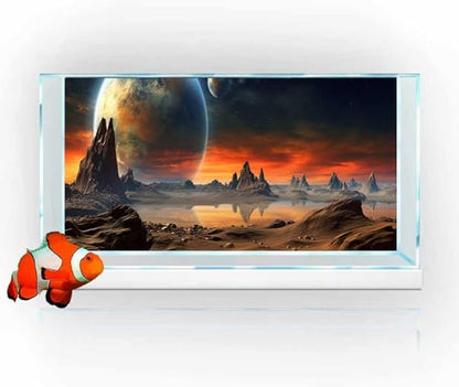 Dtekoj 30X12IN Cosmic Aquarium Background, Cool Parallel Space Themed Fish Tank Background, Tropical Desert Terrarium Background with 8 EVA Double-Sided Tape - color: Outer Space, size: 30X12in/75X30cm