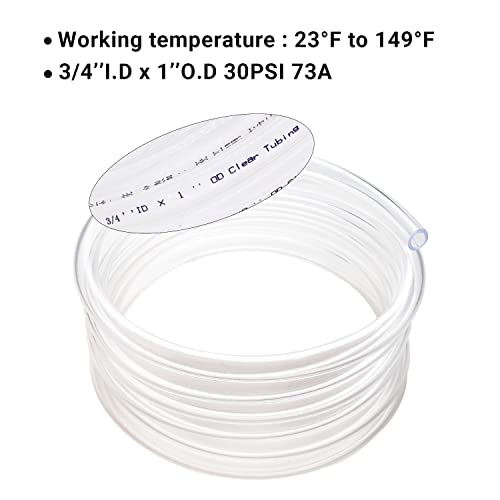Clear Vinyl Tubing 3/4" ID × 1" OD -100 Ft 30PSI | Flexible Plastic Tubing,Lightweight Plastic Tube,Oil Resistant Hybrid Multipurpose Industrial Vinyl Hose - size: 3/4'', style: 100 feet