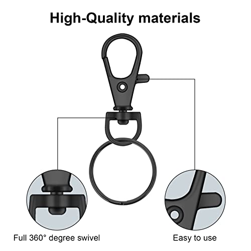 120PCS Premium Swivel Lanyard Snap Hook with Key Rings, Metal Keychain Hooks for Jewelry Making, Crafts (Gun Black) - color: Gun black