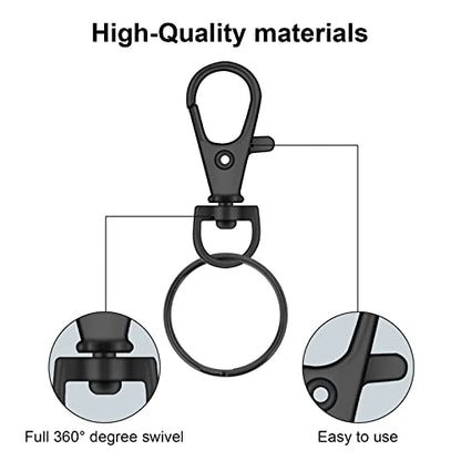 120PCS Premium Swivel Lanyard Snap Hook with Key Rings, Metal Keychain Hooks for Jewelry Making, Crafts (Multicolor) - color: Mixing colors