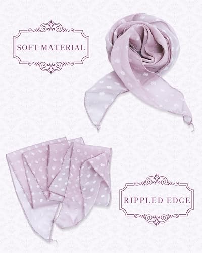 Chiffon Scarf for Women, Removable Flower Neck Scarf Light Soft Fashion Rose Scarves Versatile Headband or Hair Band - color: Blush Dot