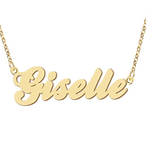 Name Necklace Personalized Engraved Name Pendant for Womens Friends - style: Giselle - Gold