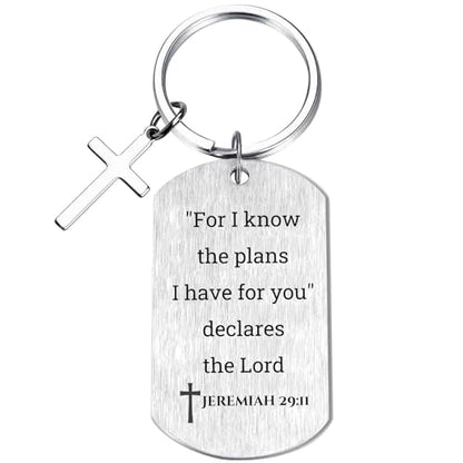 Inspirational Scripture Keychain with Cross - Bible Verse Matte Key Chain Religious Gift for Christian - style: Jeremiah 29:11
