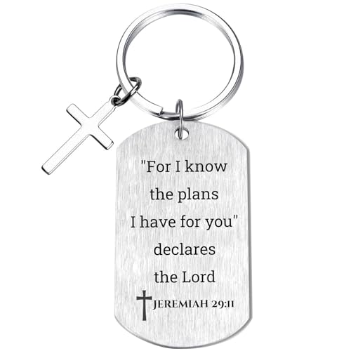 Inspirational Scripture Keychain with Cross - Bible Verse Matte Key Chain Religious Gift for Christian - style: Jeremiah 29:11