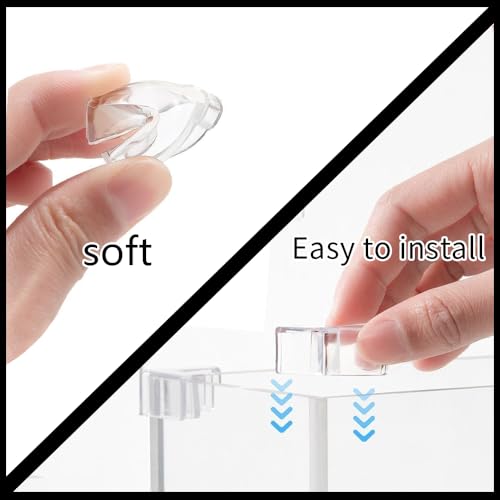 (4 Pack) Corner Protector for Aquarium, Clear Fish Tank Corner Guard, Glue-Free & Firm (M (for 7-8mm Thick))