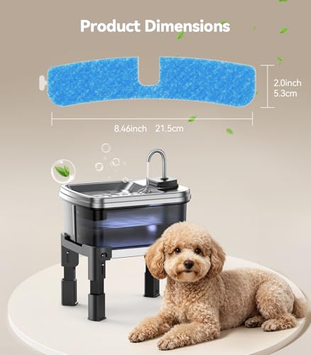10 Pcs Replacement Filters & 10 Pcs Pump Filters Sponges, Multi-Layer Filtration System Carbon Filters Compatible with 9L/2.38Gal 3 Heights Adjustable Fountain (FN-W25)