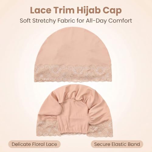 4Pack Women Hijab Undercap, Non Slip Hijab Cap, Solid Color Inner Under Scarf for Women