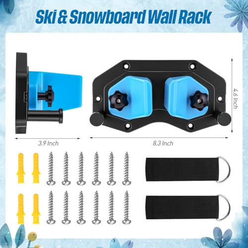 Soulchen 2 Pcs Ski & Snowboard Wall Rack for Garage, Ski Storage Rack, Snowboard Storage, Winter Gear Organizer for Garage, Winter Gear Organizer(Black Blue)