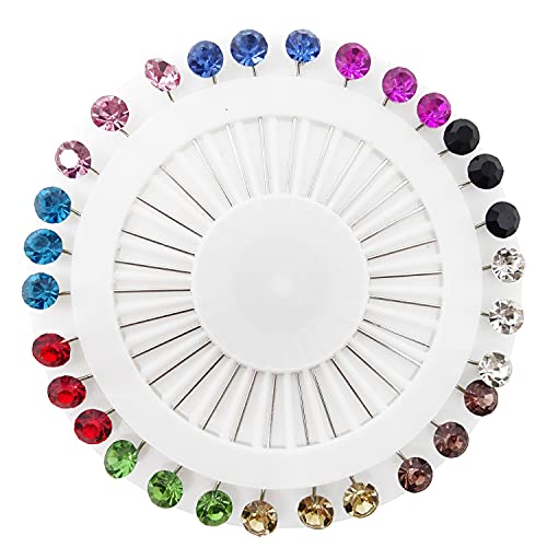 Honbay 30PCS Hijab Pins with Safety Caps - Colorful Crystal Rhinestone Ball Muslim Hijab Scarf Shawl Sweater Cardigan Safety Wedding Sewing Snag-Free Pins - style: A